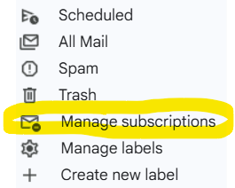 GMail Manage Subscriptions